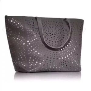 BATH & BODY WORKS Metallic Sheen Tote With Laser Cut Out Detail Grey One Size
